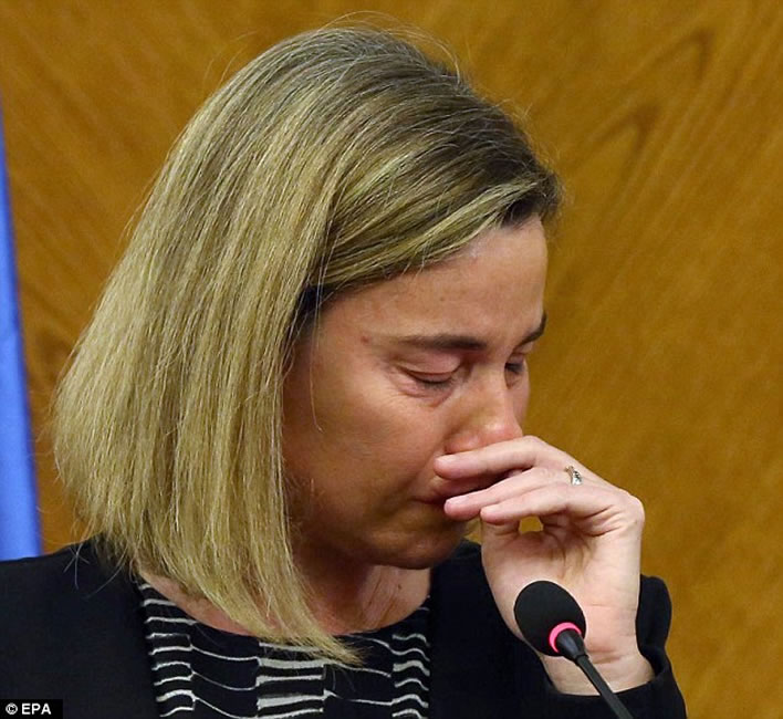 Federica Mogherini in tears